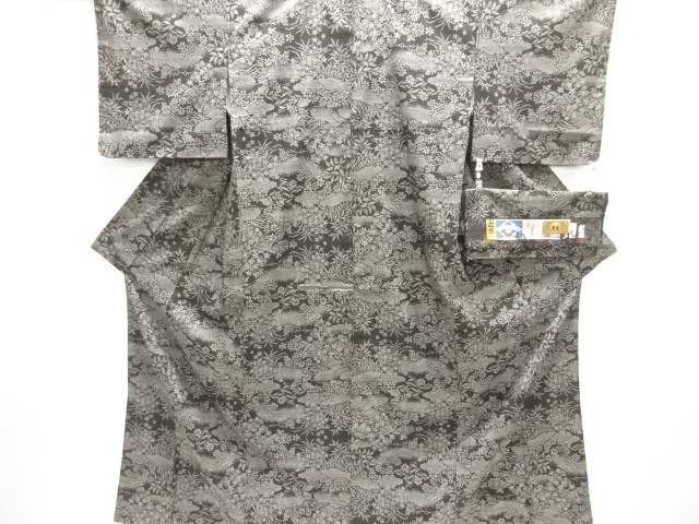 JAPANESE KIMONO / DORO OSHIMA TSUMUGI (5 maruki) / WOVEN FLOWER & PLANT 